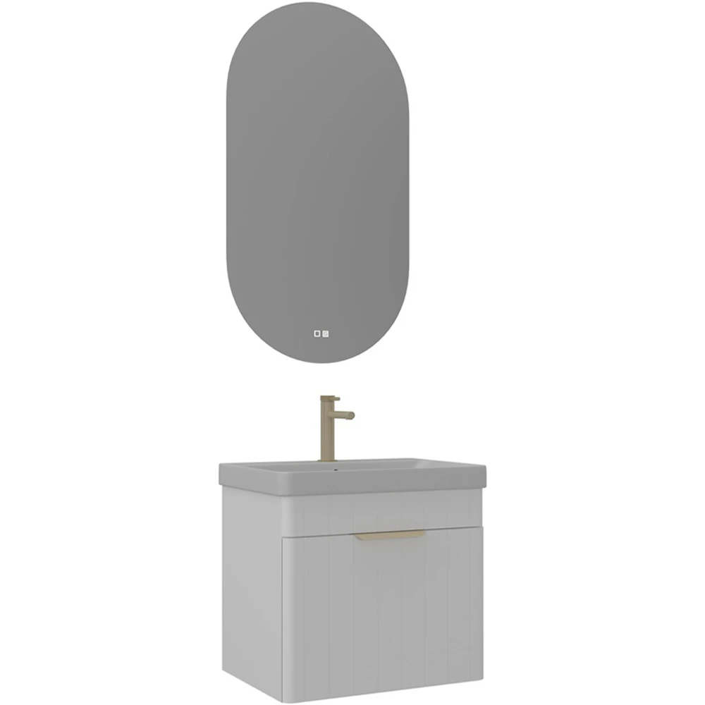 Orka Procida 60 Cm Mat Beyaz Banyo Dolabı Takımı (Altın Kulp)