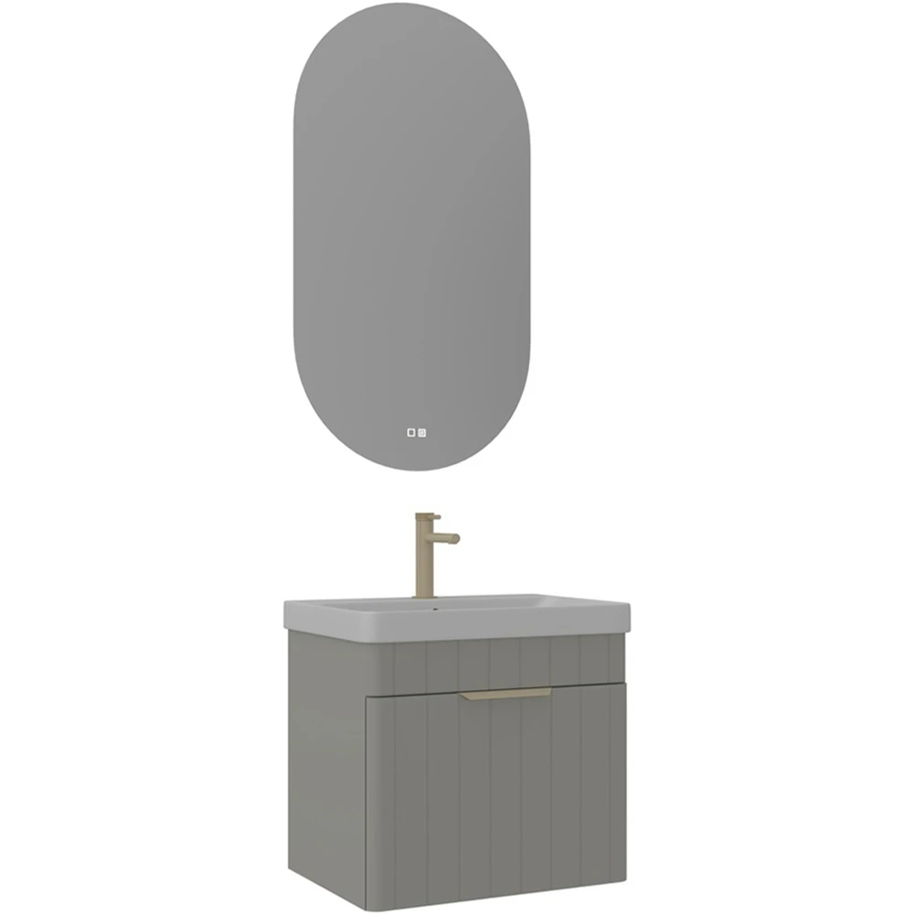 Orka Procida 60 Cm Mat Kaşmir Banyo Dolabı Takımı (Altın Kulp)
