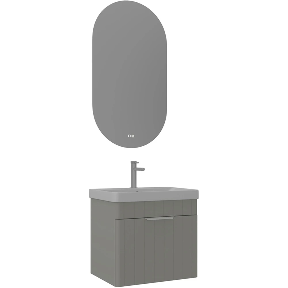 Orka Procida 60 Cm Mat Kaşmir Banyo Dolabı Takımı (Krom Kulp)