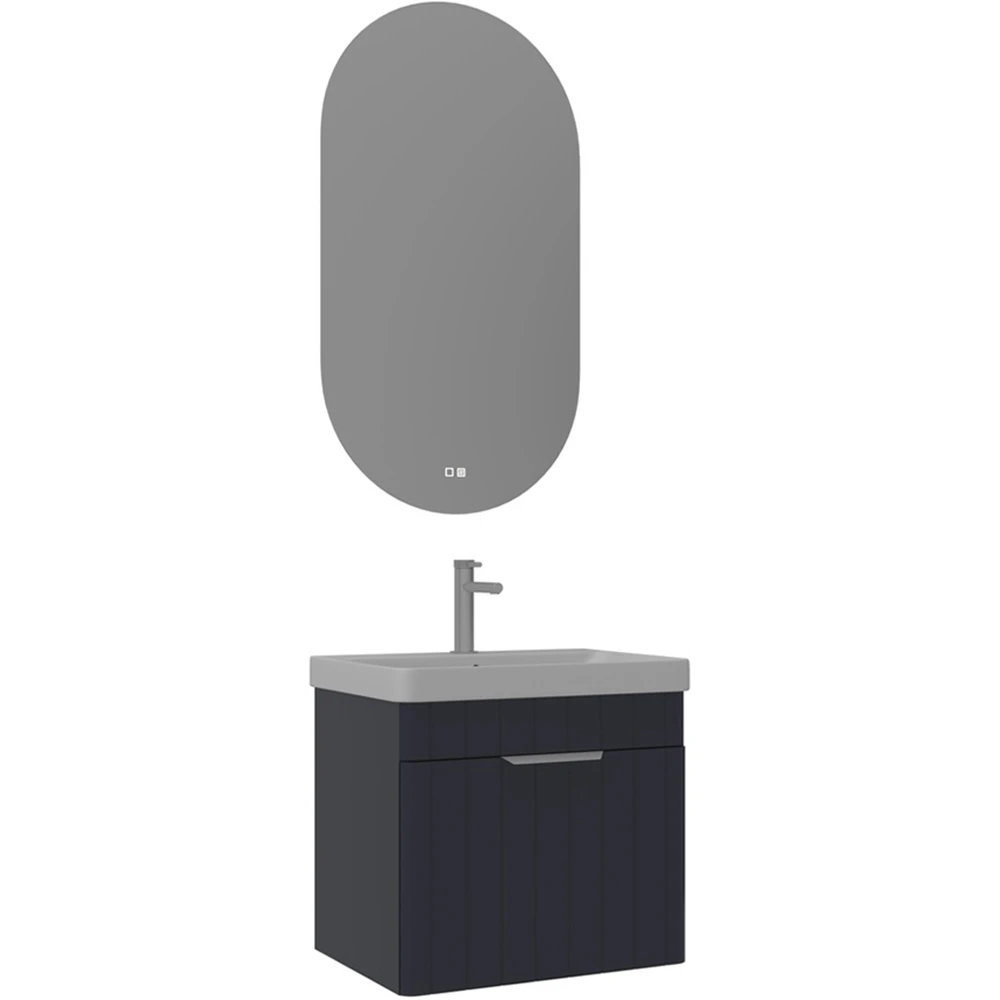 Orka Procida 60 Cm Mat Lacivert Banyo Dolabı Takımı (Krom Kulp)