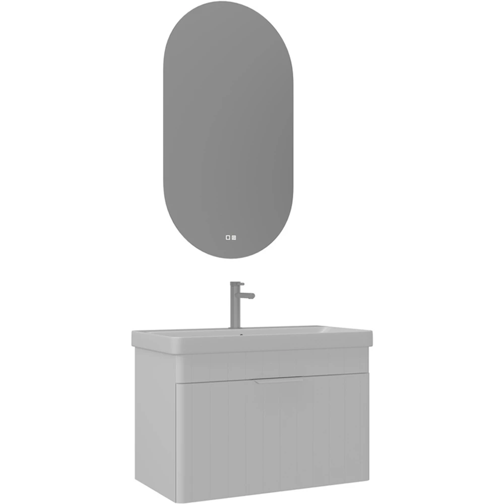 Orka Procida 80 Cm Mat Beyaz Banyo Dolabı Takımı (Krom Kulp)