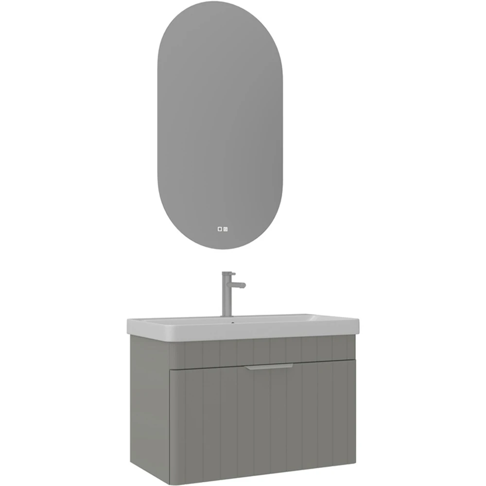 Orka Procida 80 Cm Mat Kaşmir Banyo Dolabı Takımı (Krom Kulp)