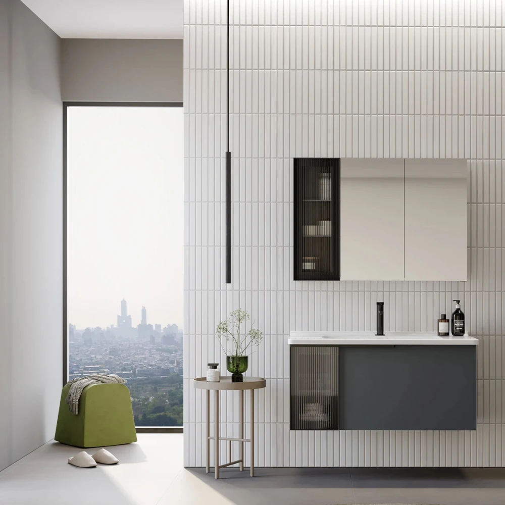Orka Pure 100 Cm Mat Antrasit Banyo Dolabı Takımı 2