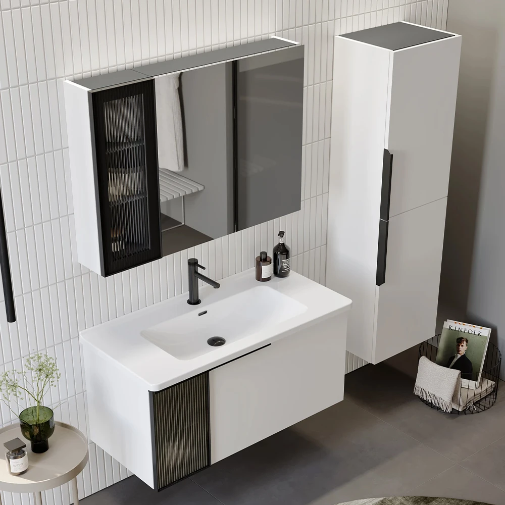 Orka Pure 100 Cm Mat Beyaz Banyo Dolabı Takımı 3
