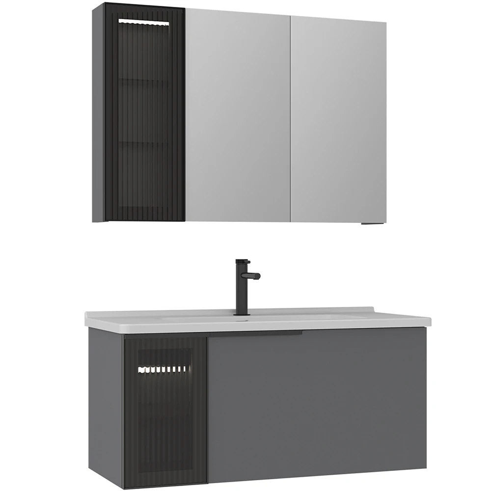 Orka Pure 100 Cm Mat Gri Banyo Dolabı Takımı