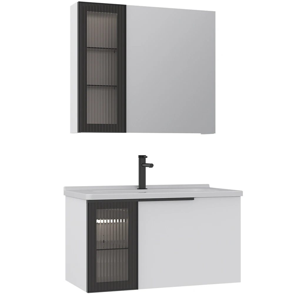 Orka Pure 80 Cm Mat Beyaz Banyo Dolabı Takımı