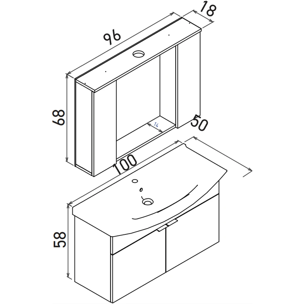 Orka Purus 100 Cm Budva Banyo Dolabı Takımı - 5007994 2