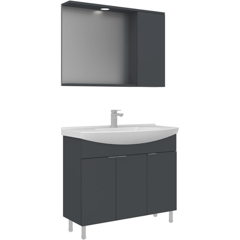 Orka Purus 100 Cm Mat Antrasit Banyo Dolabı Takımı - 5008443