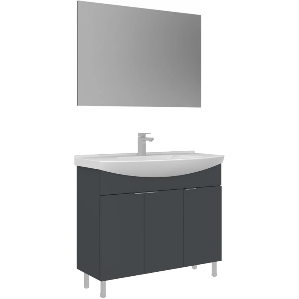 Orka Purus 100 Cm Mat Antrasit Banyo Dolabı Takımı - 5008475