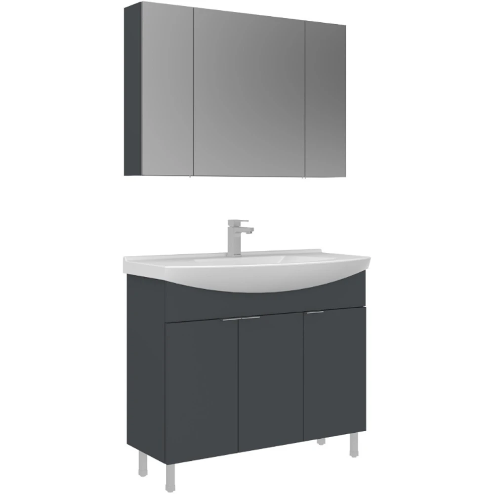 Orka Purus 100 Cm Mat Antrasit Banyo Dolabı Takımı - 5008487