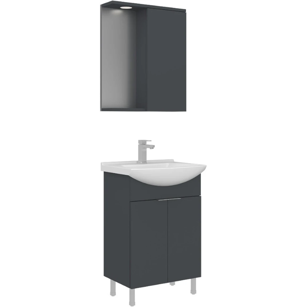 Orka Purus 55 Cm Mat Antrasit Banyo Dolabı Takımı - 5008436