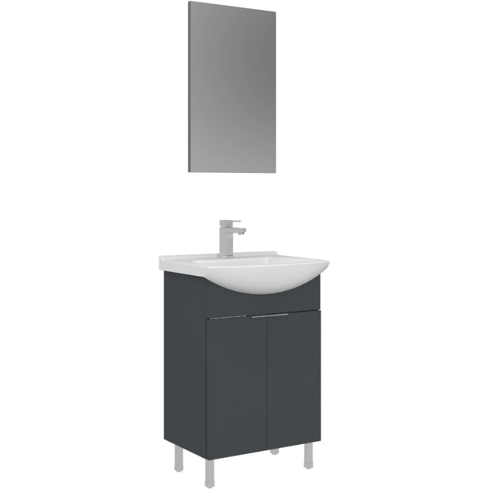 Orka Purus 55 Cm Mat Antrasit Banyo Dolabı Takımı - 5008466