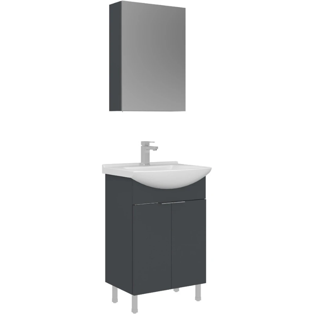 Orka Purus 55 Cm Mat Antrasit Banyo Dolabı Takımı - 5008478