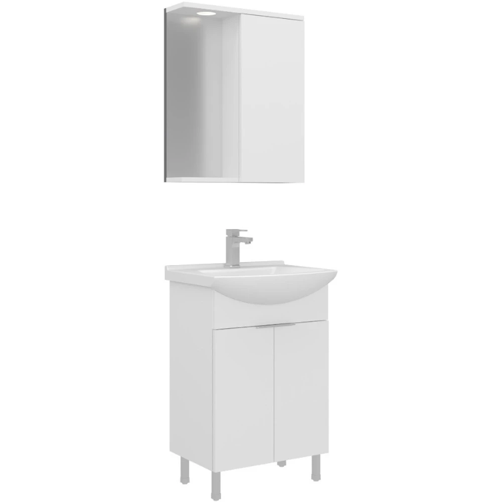 Orka Purus 55 Cm Parlak Beyaz Banyo Dolabı Takımı - 5008437