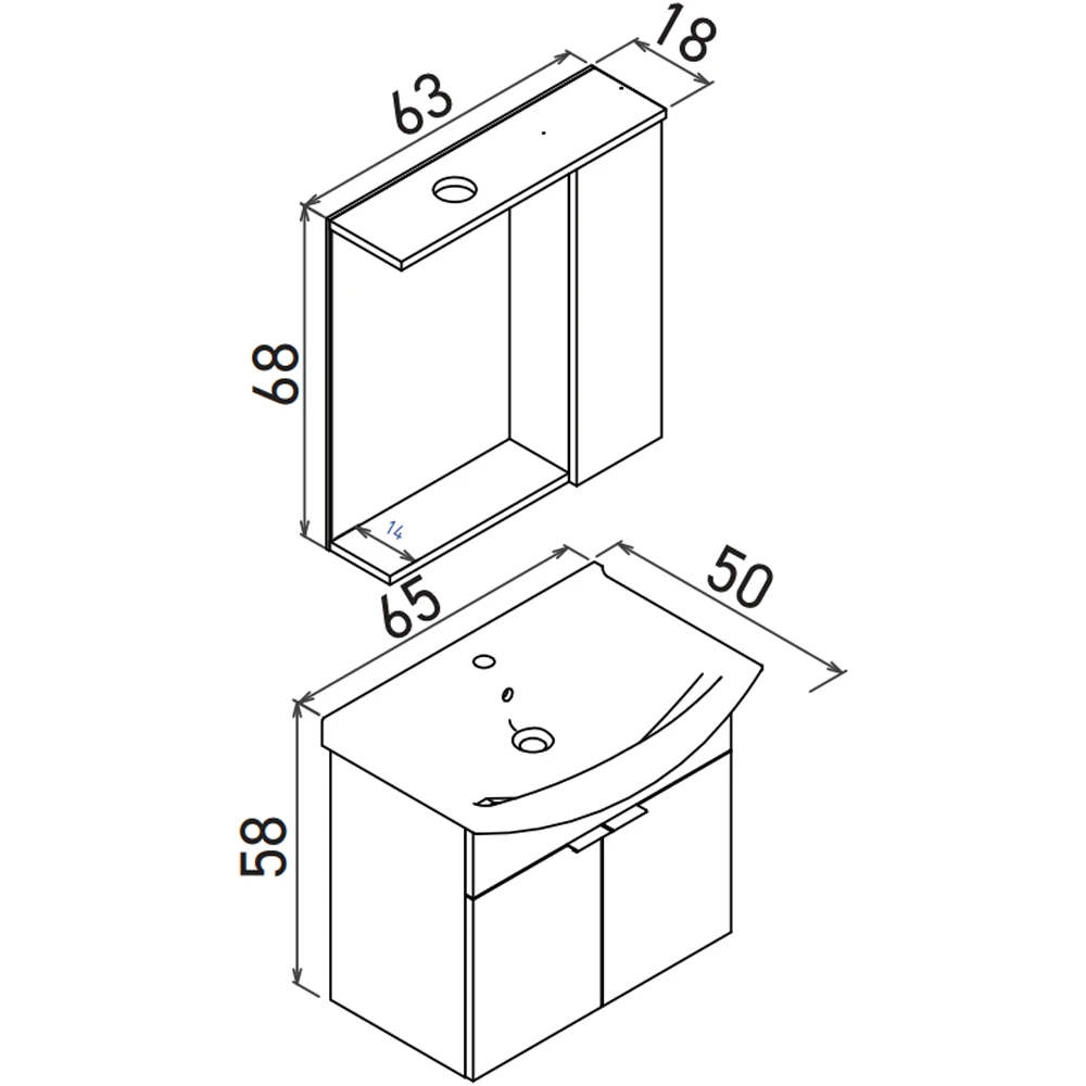 Orka Purus 65 Cm Budva Banyo Dolabı Takımı - 5007992 3