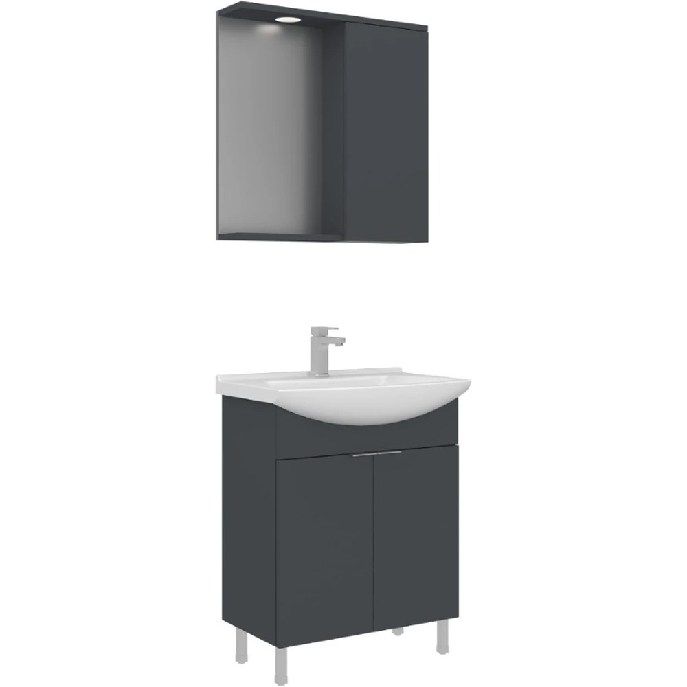 Orka Purus 65 Cm Mat Antrasit Banyo Dolabı Takımı - 5008439