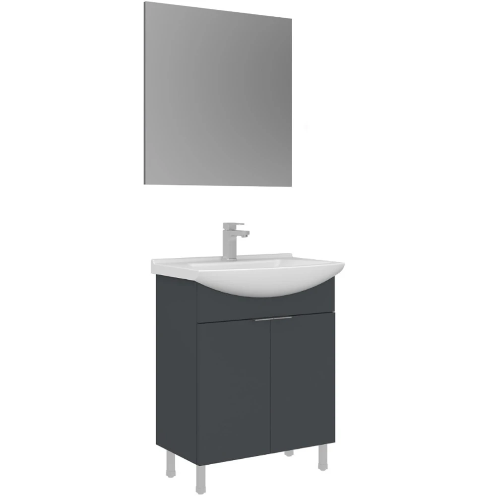 Orka Purus 65 Cm Mat Antrasit Banyo Dolabı Takımı - 5008469