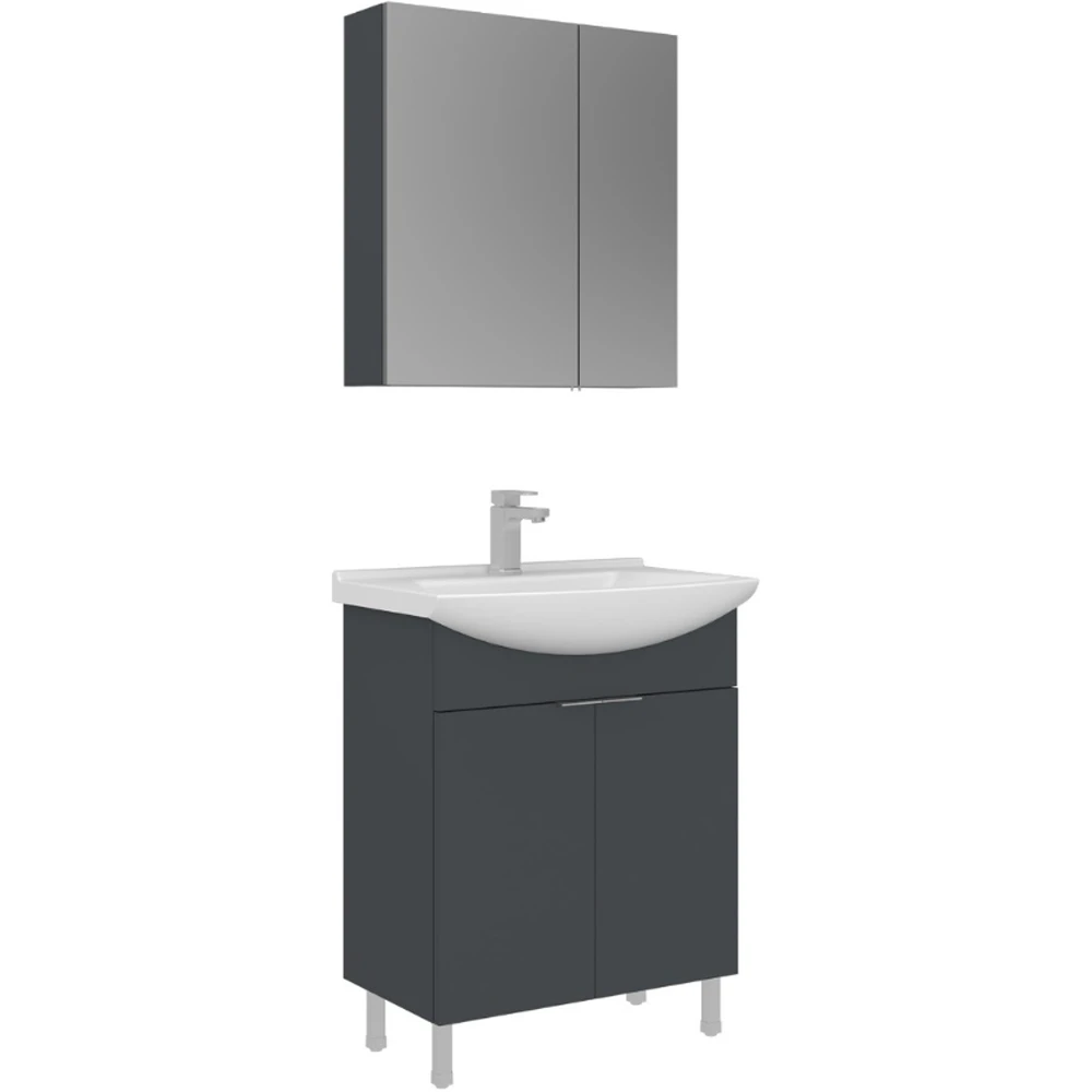 Orka Purus 65 Cm Mat Antrasit Banyo Dolabı Takımı - 5008481