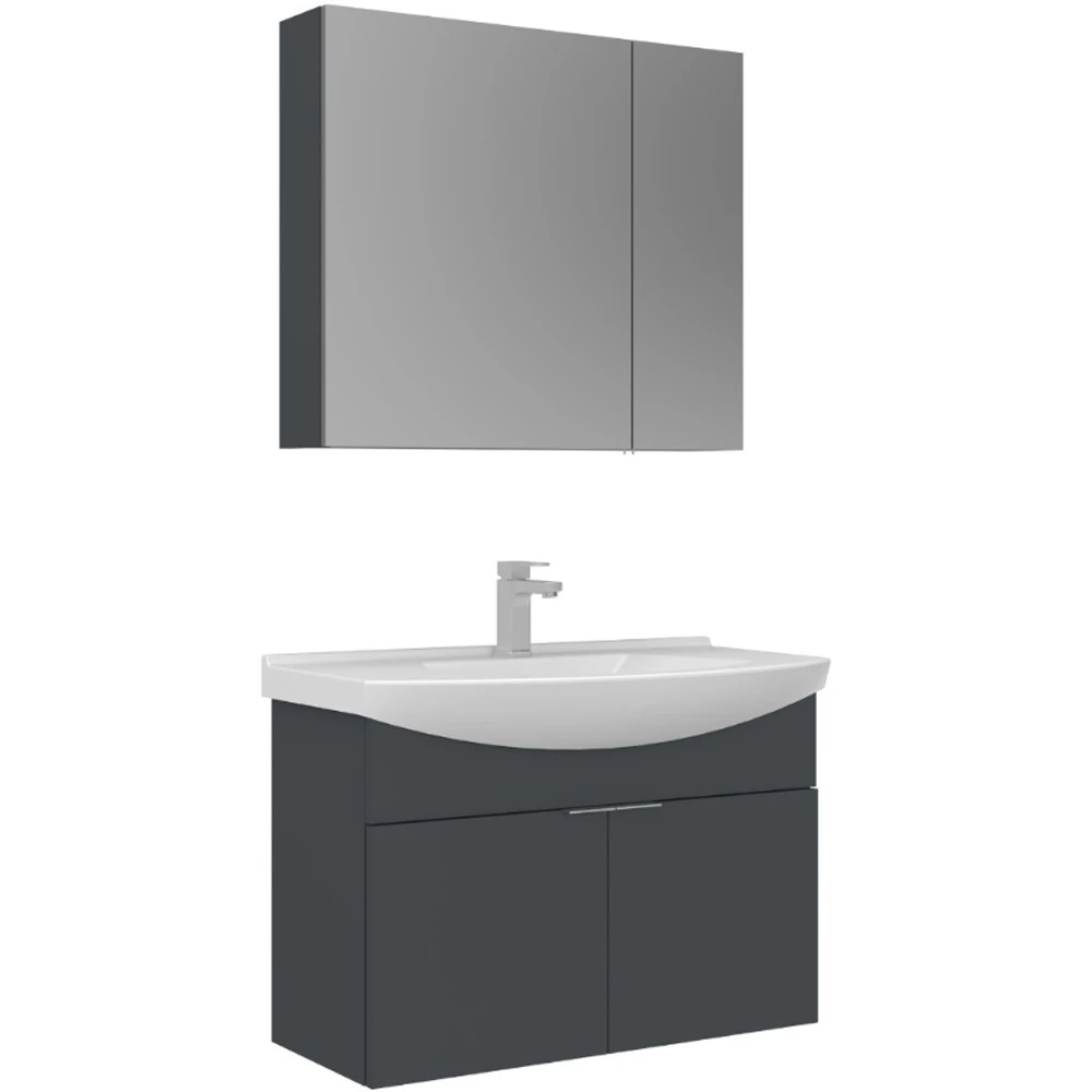 Orka Purus 80 Cm Antrasit Banyo Dolabı Takımı - 5008343