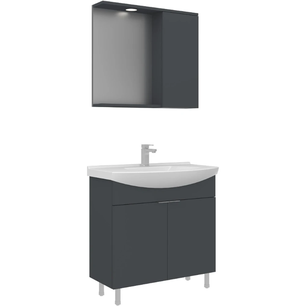 Orka Purus 80 Cm Mat Antrasit Banyo Dolabı Takımı - 5008441