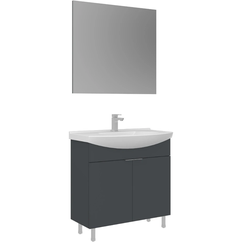 Orka Purus 80 Cm Mat Antrasit Banyo Dolabı Takımı - 5008472