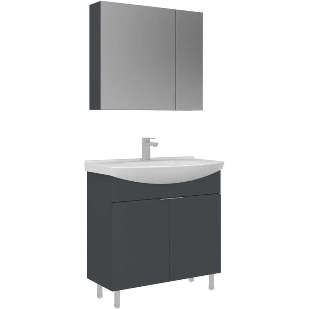 Orka Purus 80 Cm Mat Antrasit Banyo Dolabı Takımı - 5008484