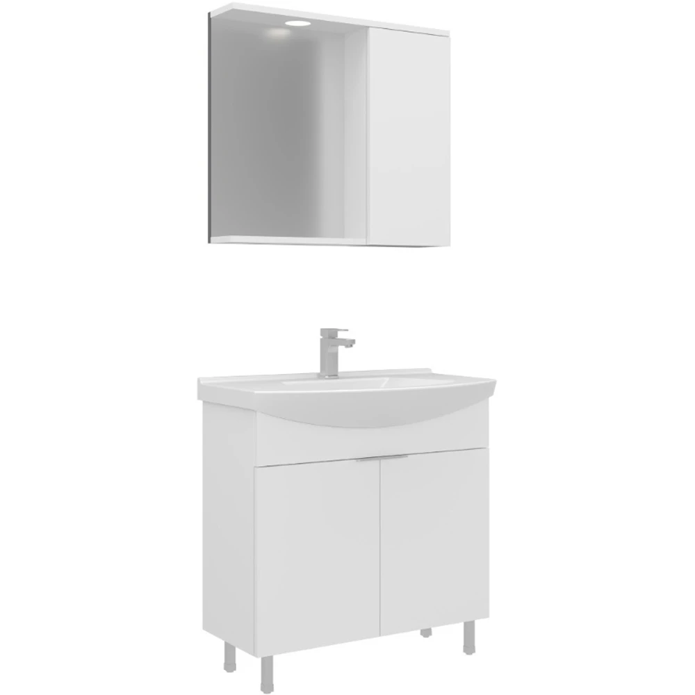 Orka Purus 80 Cm Parlak Beyaz Banyo Dolabı Takımı - 5007964