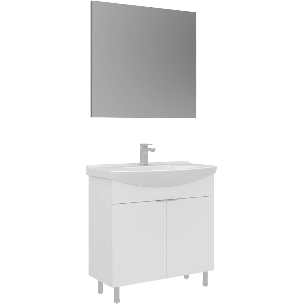 Orka Purus 80 Cm Parlak Beyaz Banyo Dolabı Takımı - 5008473