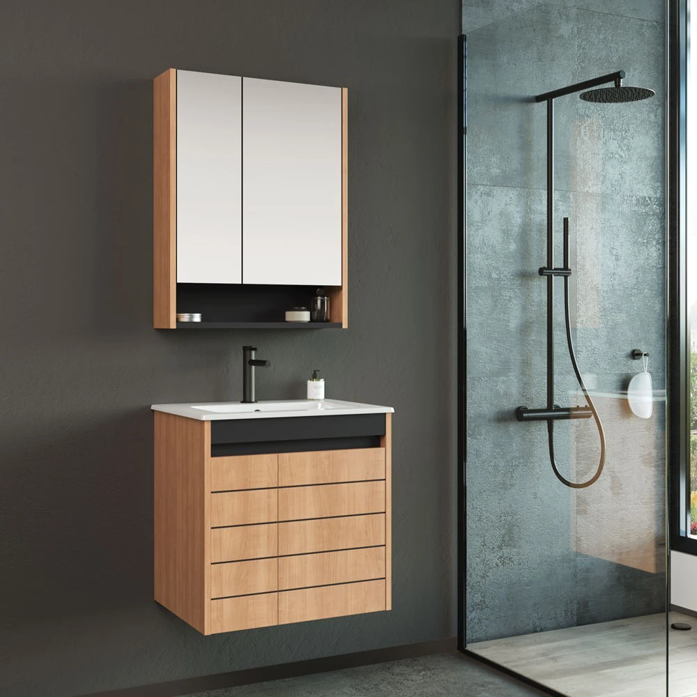 Orka Ricato 80 Cm Morgana Kiraz Banyo Dolabı Takımı 2