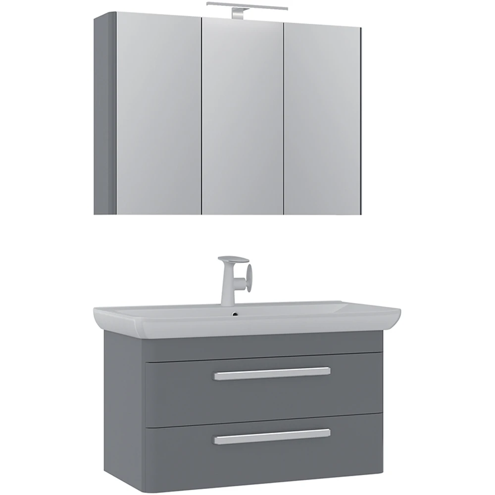 Orka Rose 100 Cm Parlak Gri Banyo Dolabı Takımı