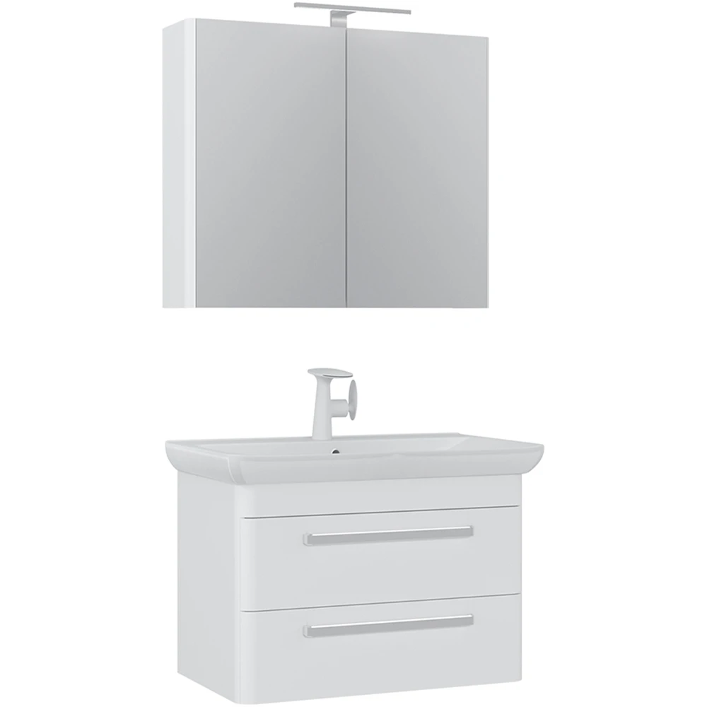 Orka Rose 80 Cm Parlak Beyaz Banyo Dolabı Takımı