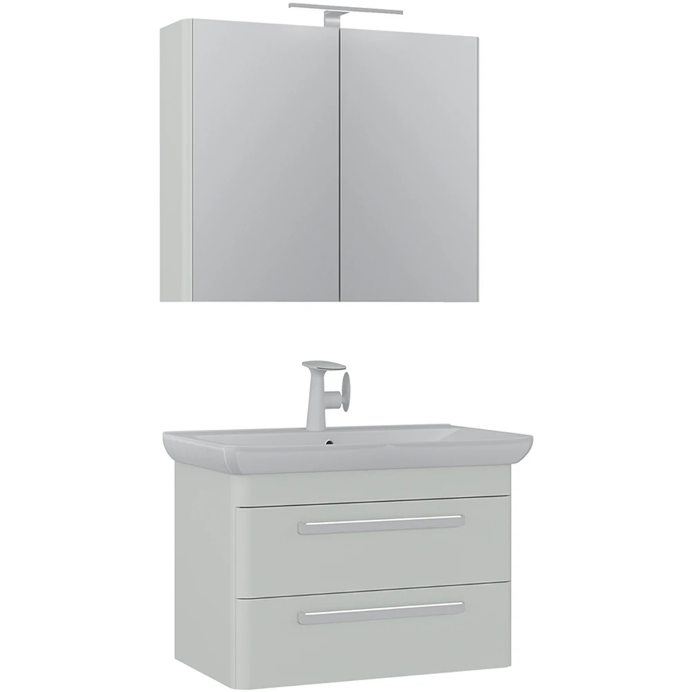 Orka Rose 80 Cm Parlak Kaşmir Banyo Dolabı Takımı