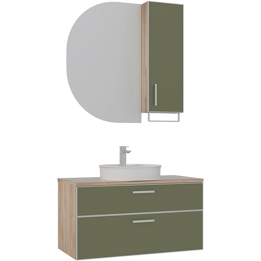 Orka Salerno 100 Cm Sardunya-Legnano Banyo Dolabı Takımı (Krom Kulp)