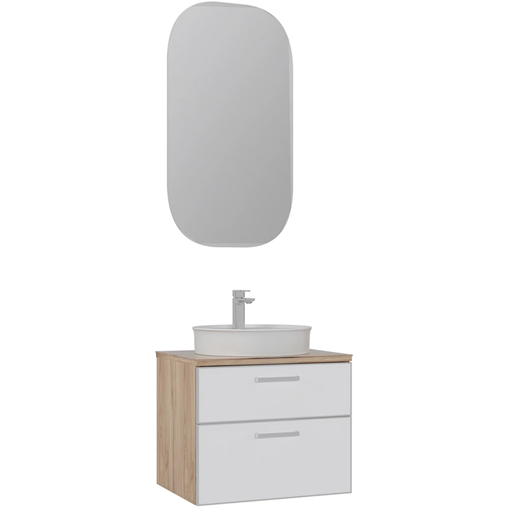 Orka Salerno 60 Cm Mat Beyaz-Legnano Banyo Dolabı Takımı (Krom Kulp)