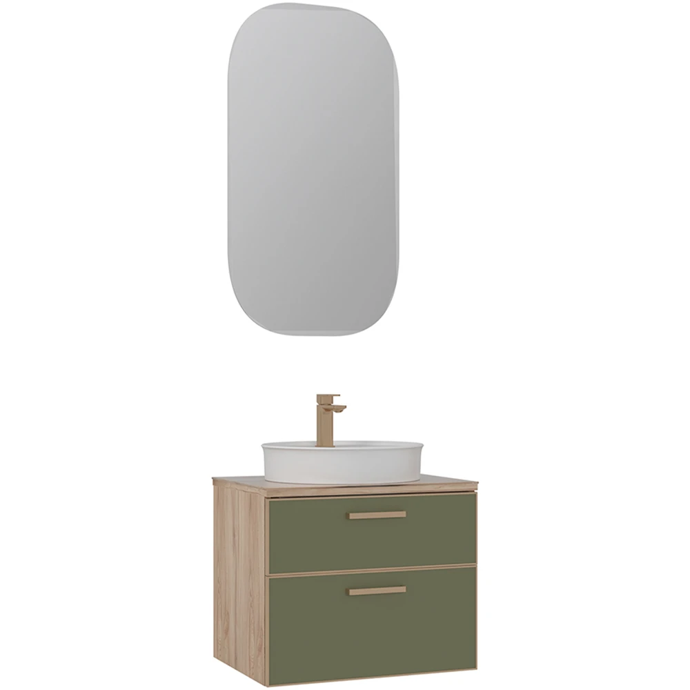 Orka Salerno 60 Cm Sardunya-Legnano Banyo Dolabı Takımı (Altın Kulp)