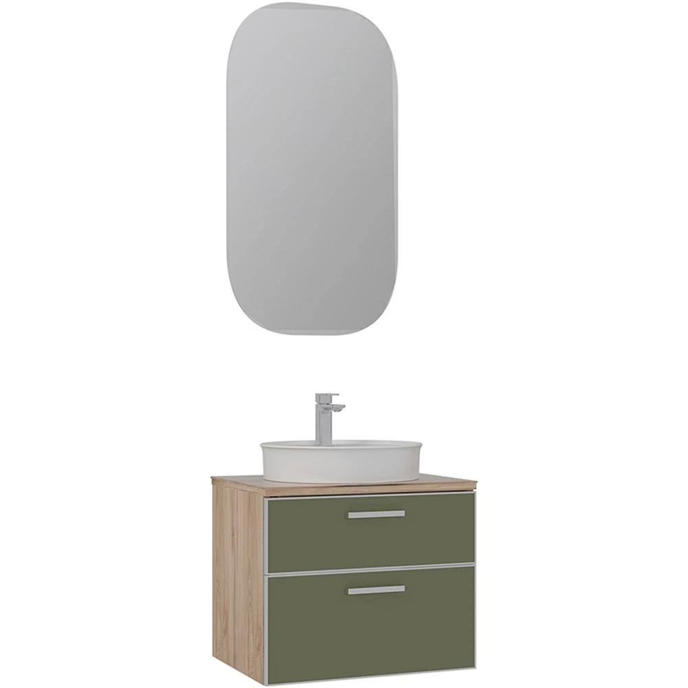 Orka Salerno 60 Cm Sardunya-Legnano Banyo Dolabı Takımı (Krom Kulp)
