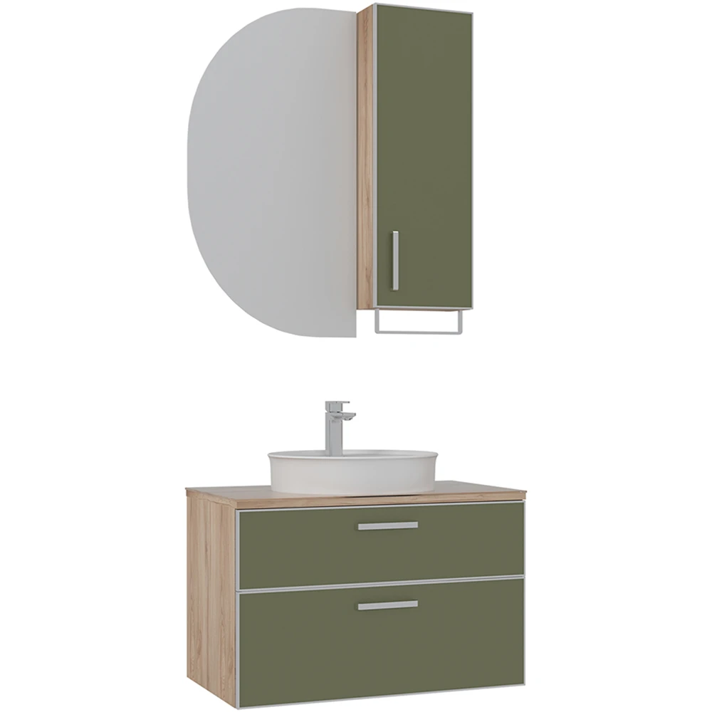 Orka Salerno 80 Cm Sardunya-Legnano Banyo Dolabı Takımı (Krom Kulp)