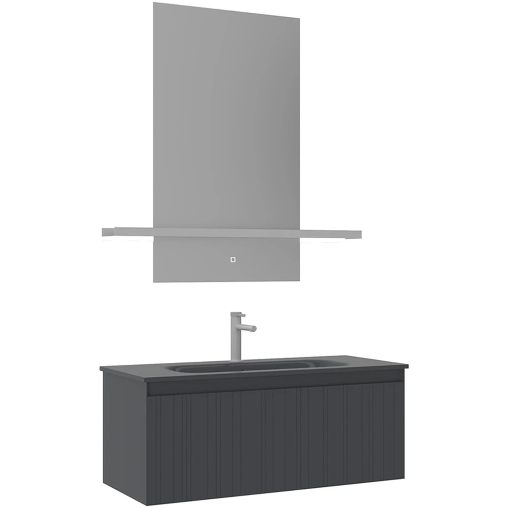 Orka Salina 100 Cm Mat Antrasit Banyo Dolabı Takımı