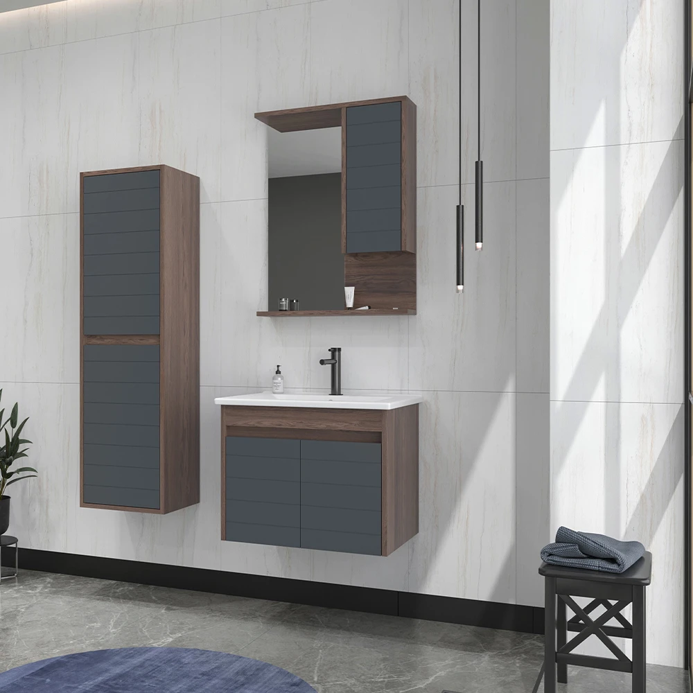 Orka Serra 65 Cm Antrasit-Navaro Banyo Dolabı Takımı 2