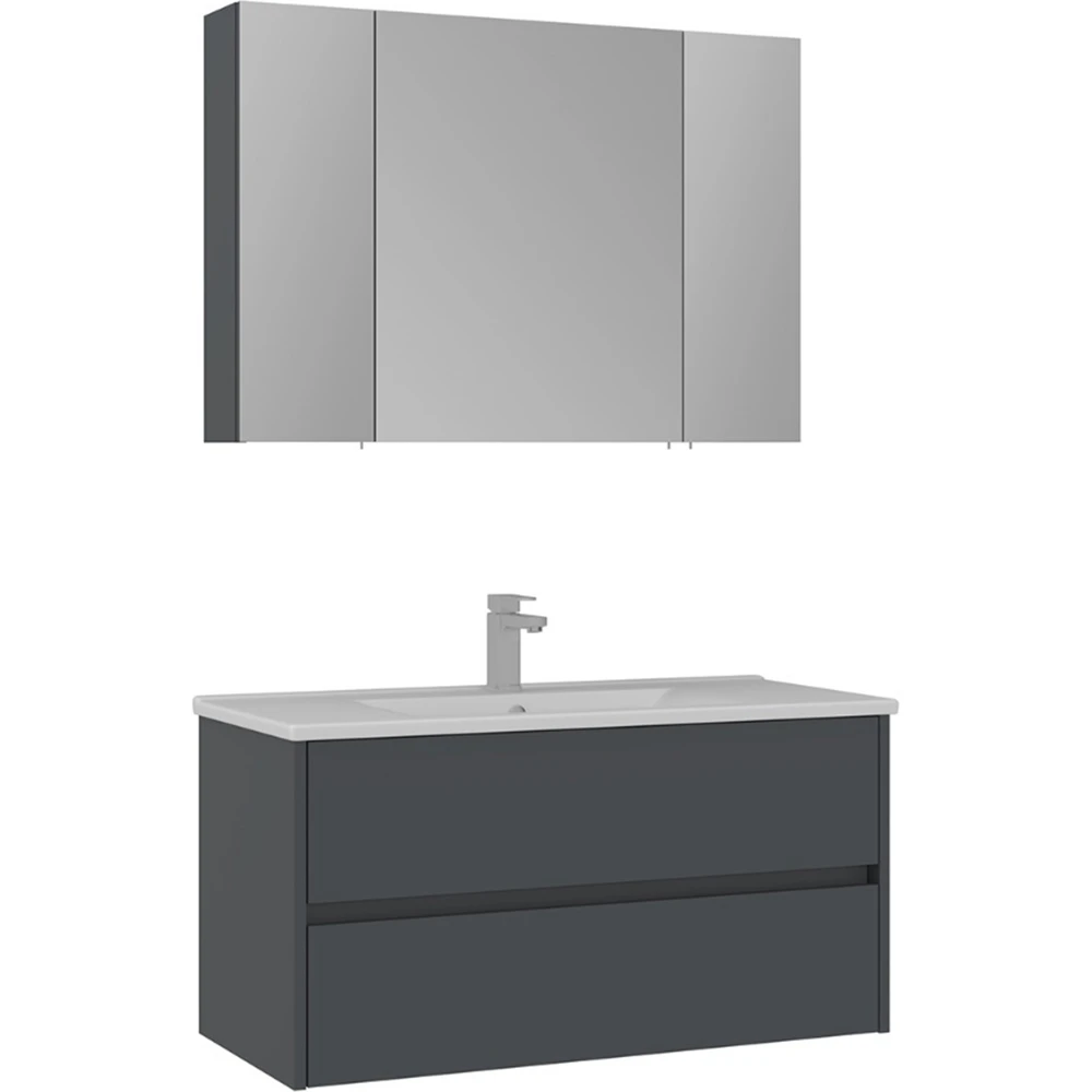 Orka Side 100 Cm Çekmeceli Antrasit Banyo Dolabı Takımı