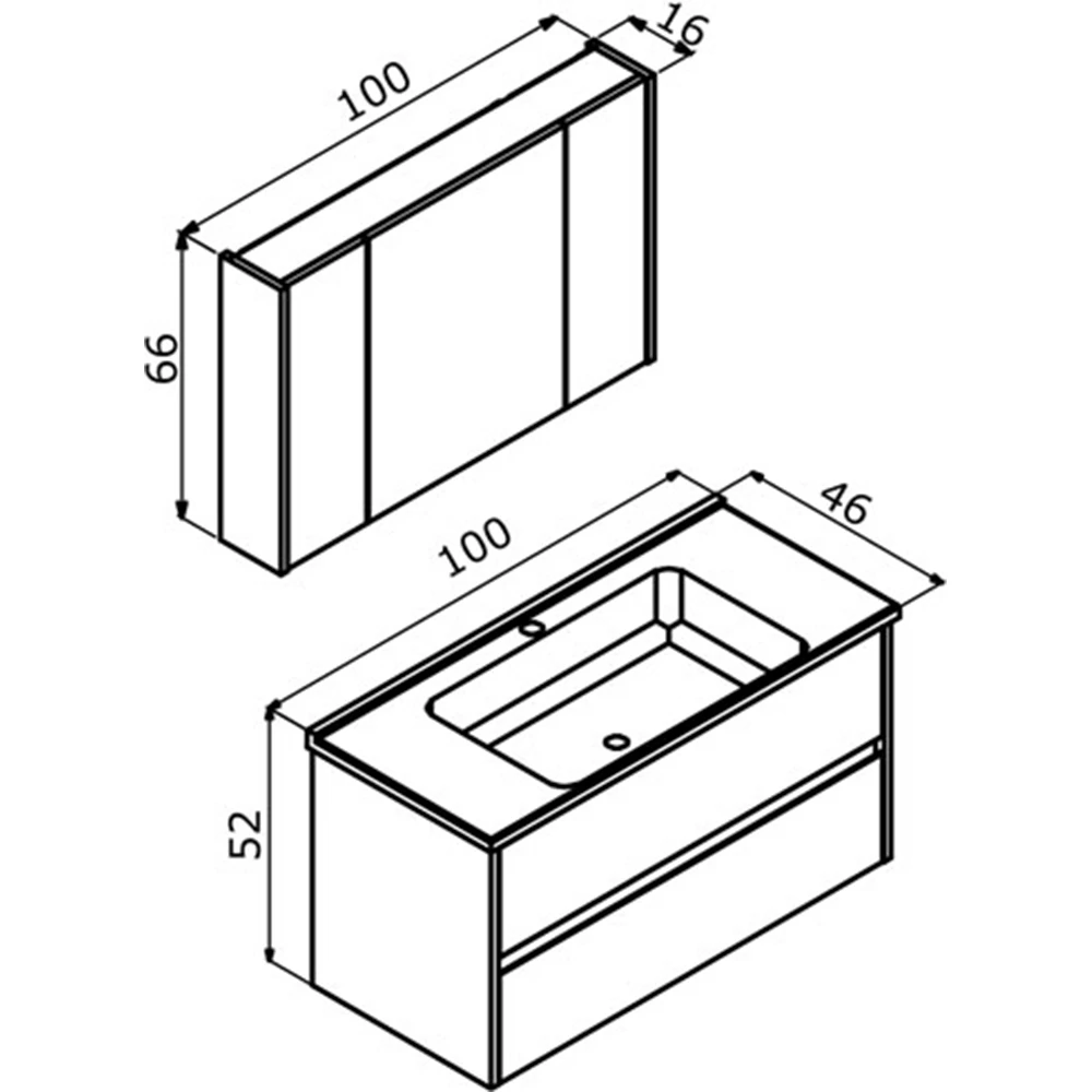 Orka Side 100 Cm Çekmeceli Beyaz Banyo Dolabı Takımı 2