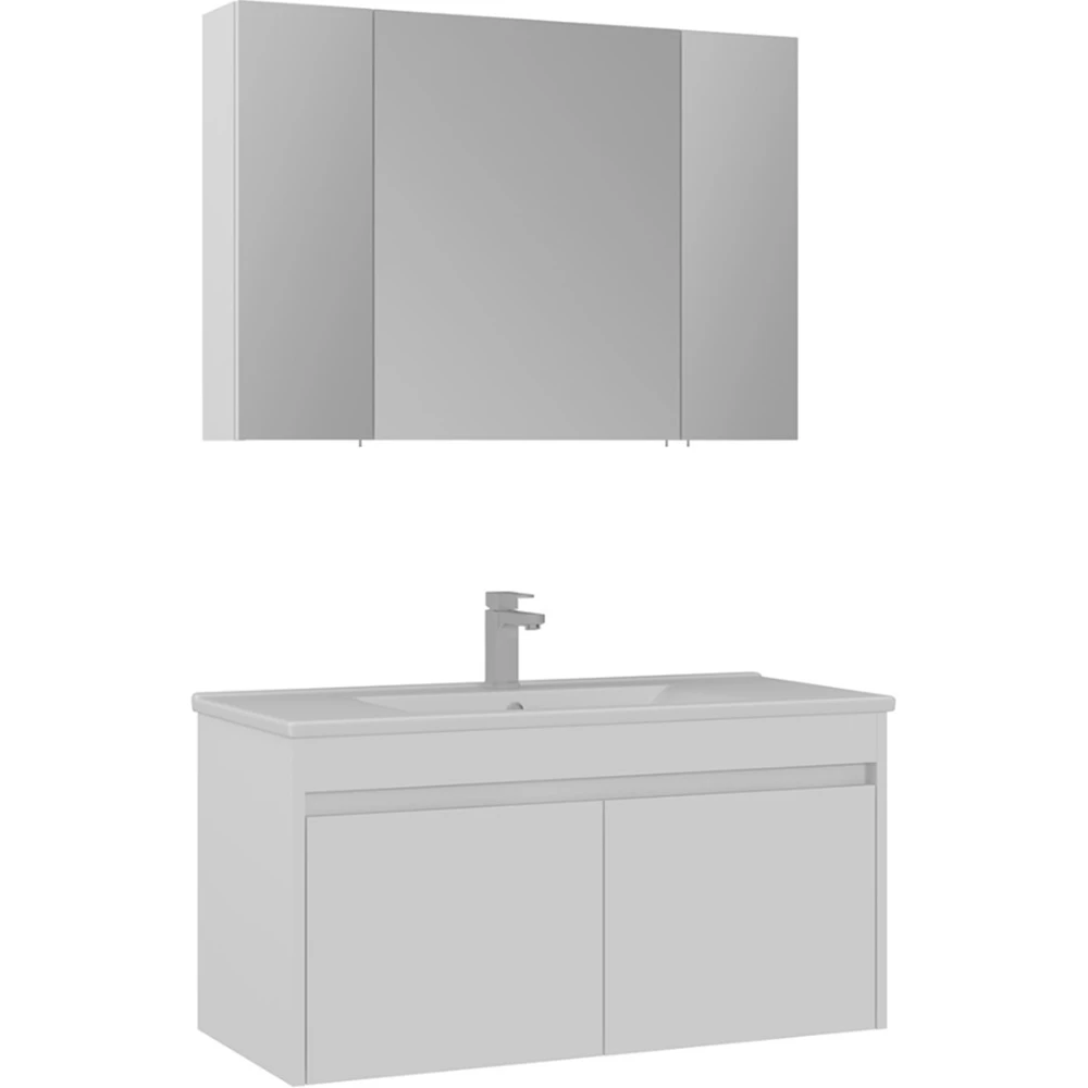 Orka Side 100 Cm Kapaklı Beyaz Banyo Dolabı Takımı