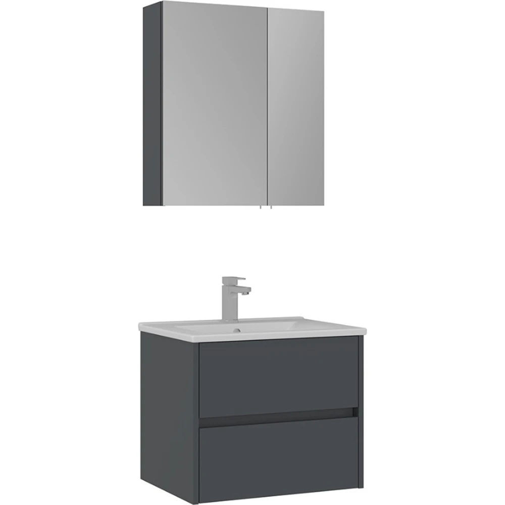 Orka Side 65 Cm Çekmeceli Antrasit Banyo Dolabı Takımı
