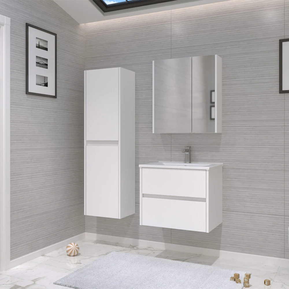 Orka Side 65 Cm Çekmeceli Beyaz Banyo Dolabı Takımı 2