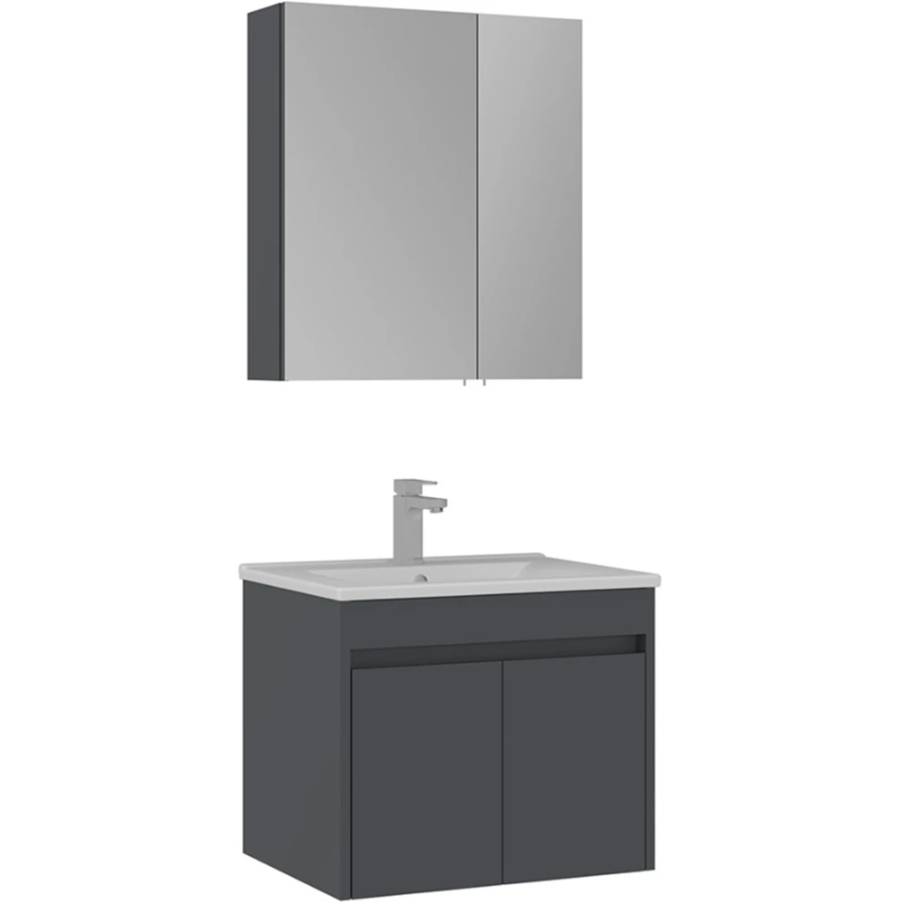 Orka Side 65 Cm Kapaklı Antrasit Banyo Dolabı Takımı