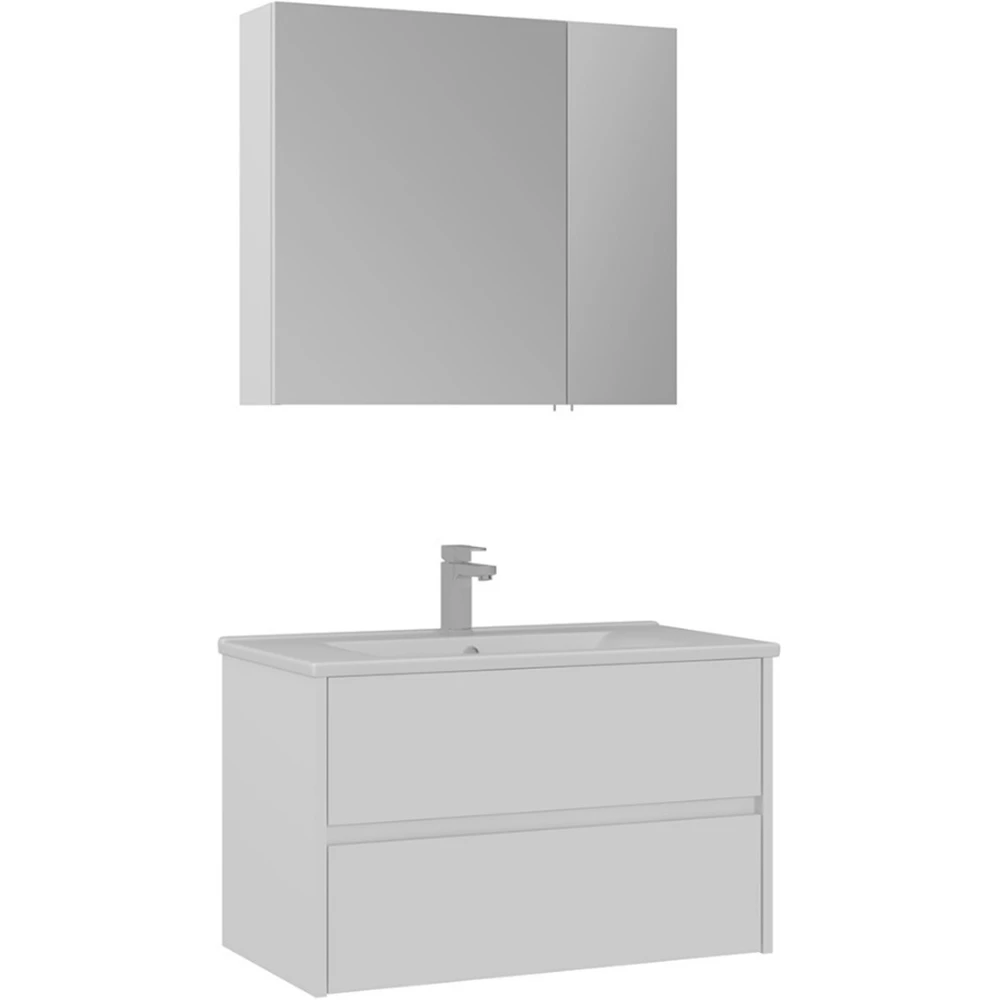 Orka Side 85 Cm Çekmeceli Beyaz Banyo Dolabı Takımı