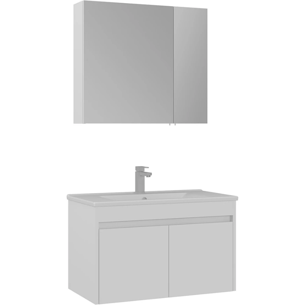 Orka Side 85 Cm Kapaklı Beyaz Banyo Dolabı Takımı
