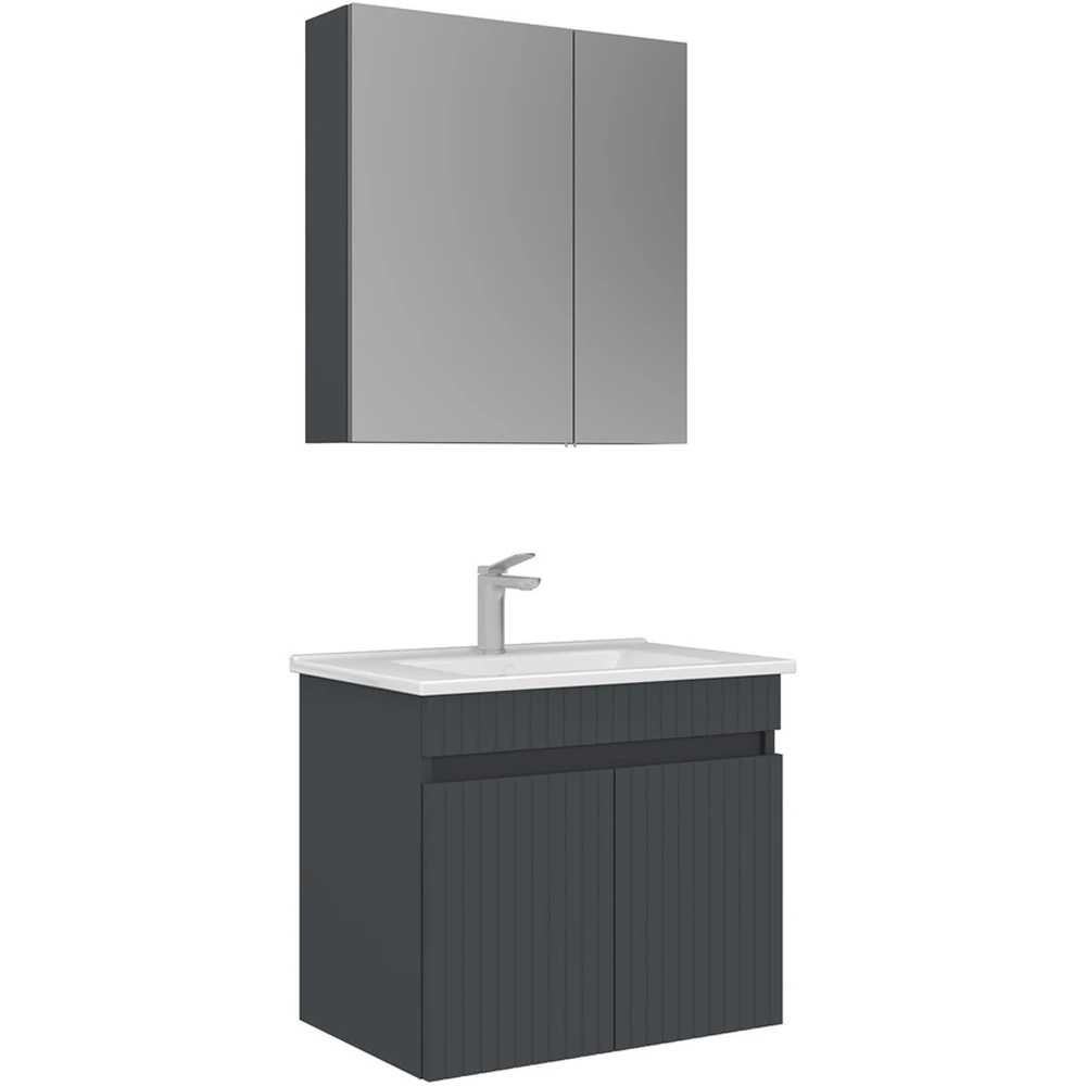 Orka Tivoli 65 Cm Mat Antrasit Banyo Dolabı Takımı