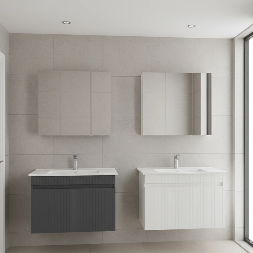 Orka Tivoli 85 Cm Mat Antrasit Banyo Dolabı Takımı 2