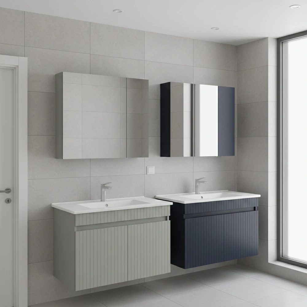 Orka Tivoli 85 Cm Mat Lacivert Banyo Dolabı Takımı 2